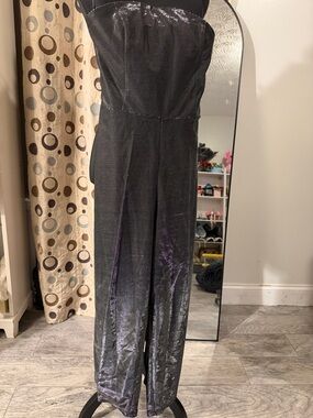 Lucy Paris Black Shimmery Strapless Jumpsuit